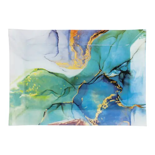 Plato de vidrio diseño azul moderno de 35x25x2.8cm