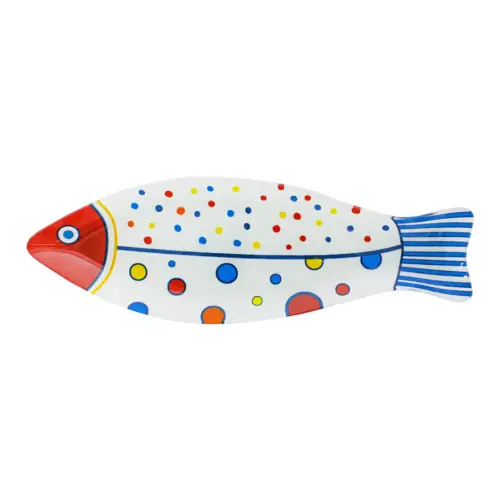 Plato de vidrio con forma de pez blanco de 12.9×39.5×2.8cm
