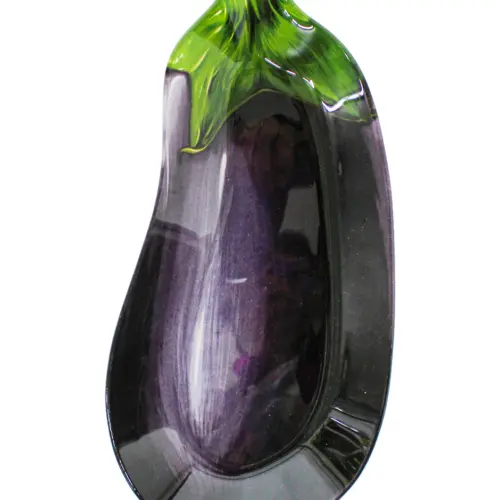 Plato de cristal en forma de berenjena  de 11.5×25.4×4.5cm