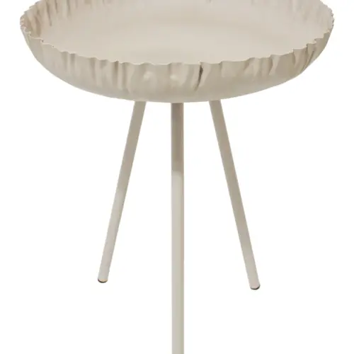 Mesa de metal beige con 3 patas de 44.5×44.5x53cm