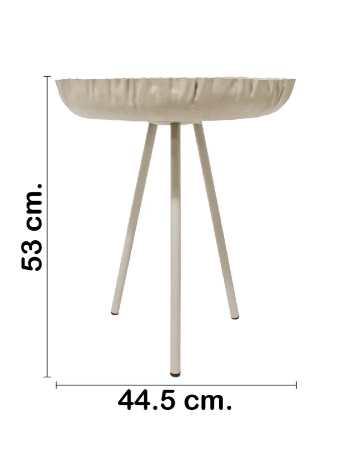 Mesa de metal beige con 3 patas de 44.5x44.5x53cm - Image 2