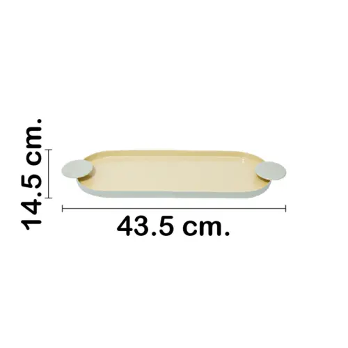 Charola oval de metal con candelabros verde de 43.5×14.5x2cm