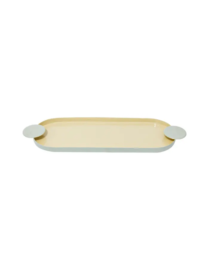 Charola oval de metal con candelabros verde de 43.5x14.5x2cm - Image 3