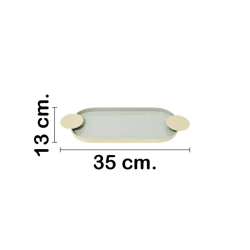 Charola oval de metal con candelabros beige de 35x13x2cm
