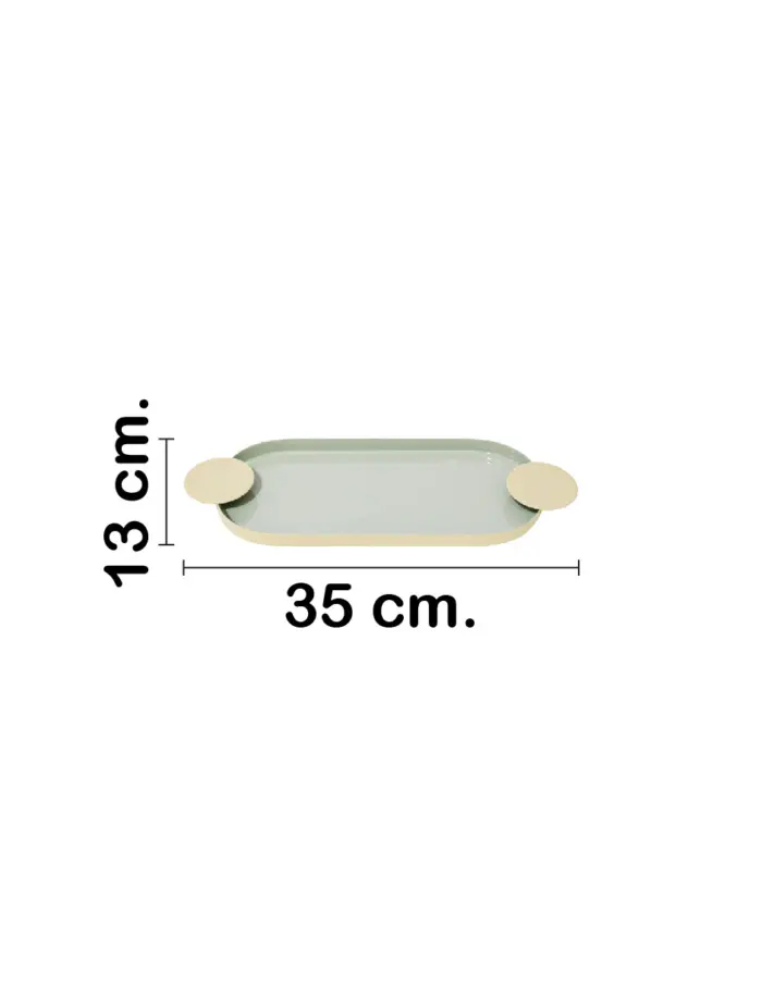 Charola oval de metal con candelabros beige de 35x13x2cm - Image 2