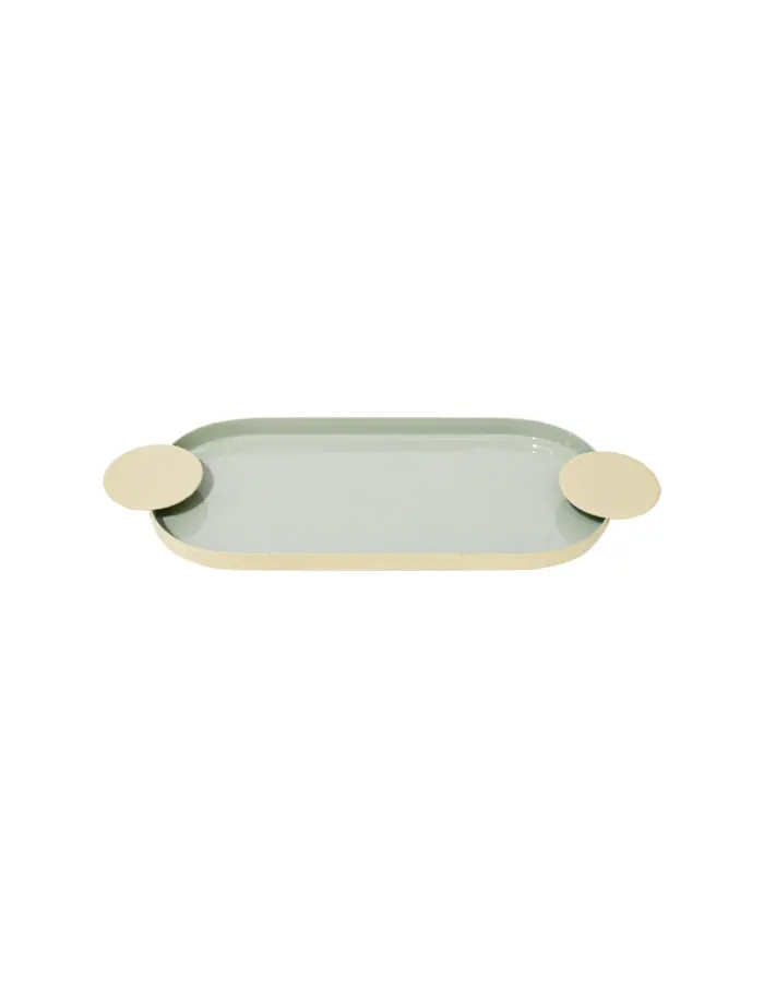 Charola oval de metal con candelabros beige de 35x13x2cm - Image 3