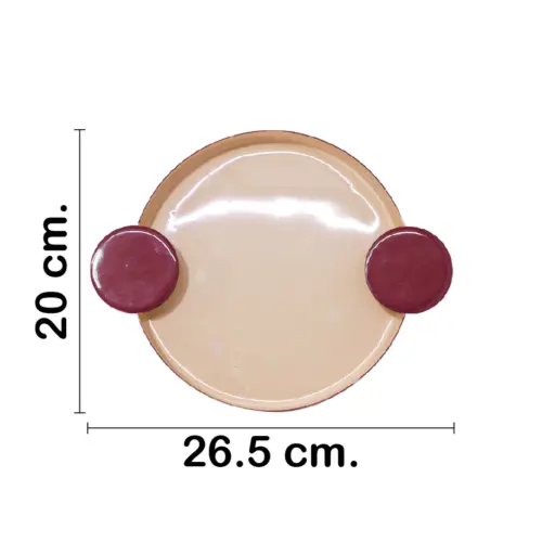 Charola oval de metal rosa con fondo rosa claro de 26.5x20x3.5cm