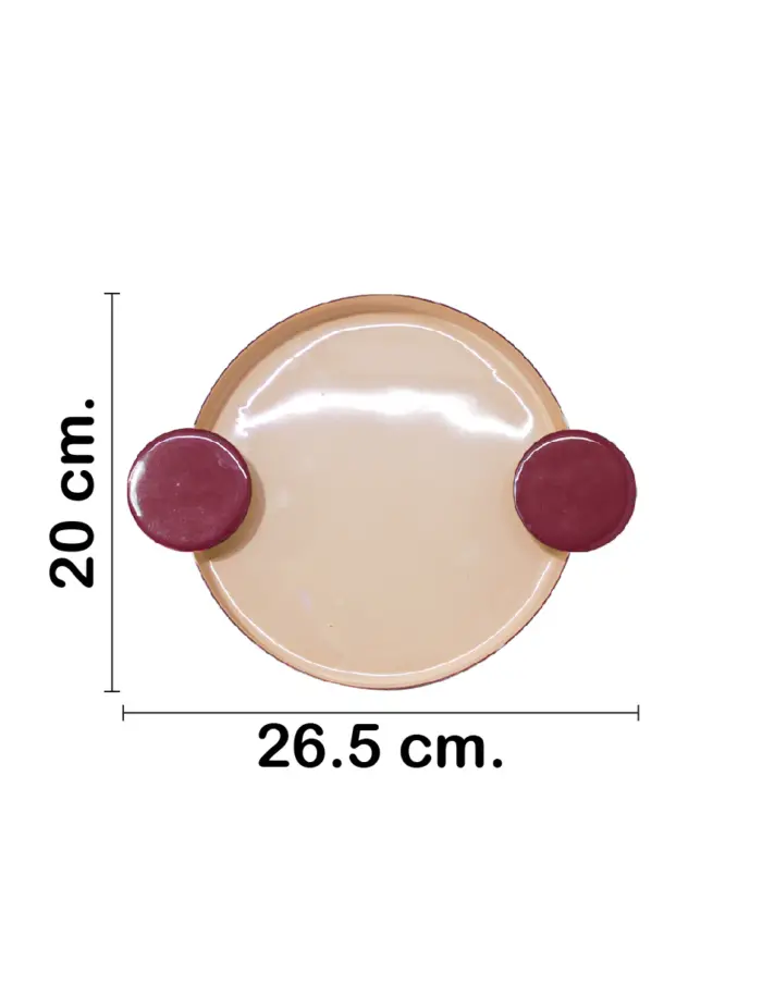 Charola oval de metal rosa con fondo rosa claro de 26.5x20x3.5cm - Image 2
