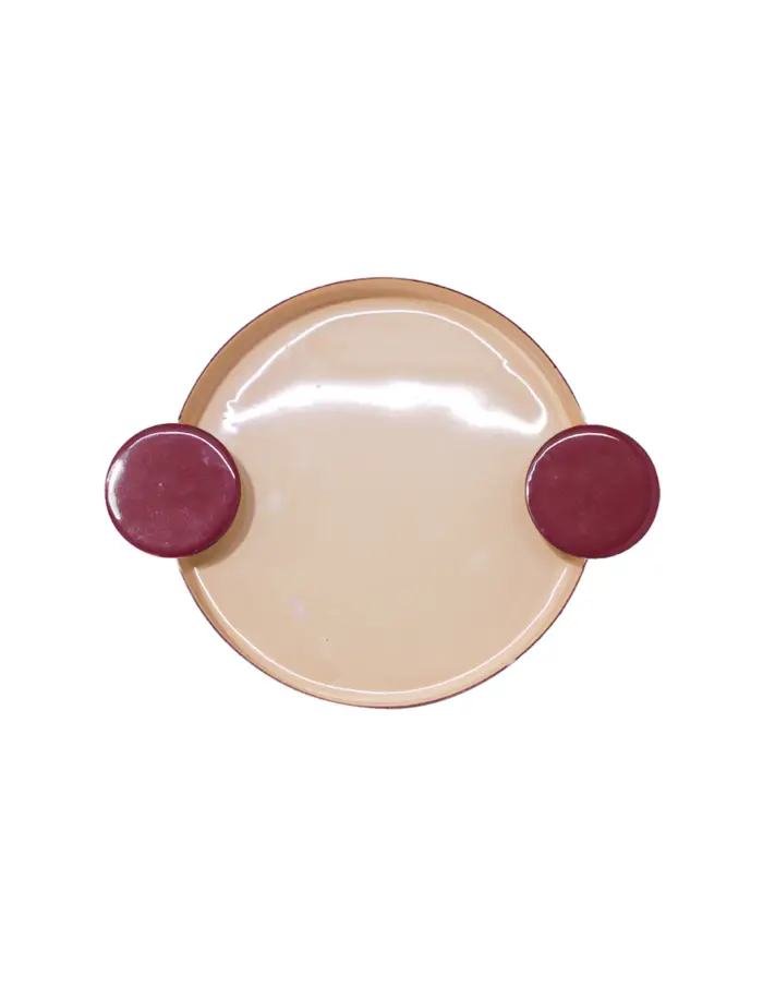 Charola oval de metal rosa con fondo rosa claro de 26.5x20x3.5cm - Image 3