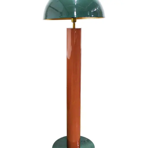 Lámpara de piso de metal con pantalla diseño cupula verde de 51x51x144cm