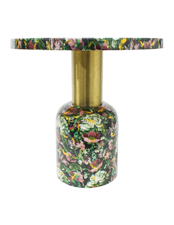 Mesa de metal estampada flores rosas de 51x51x50cm - Image 3