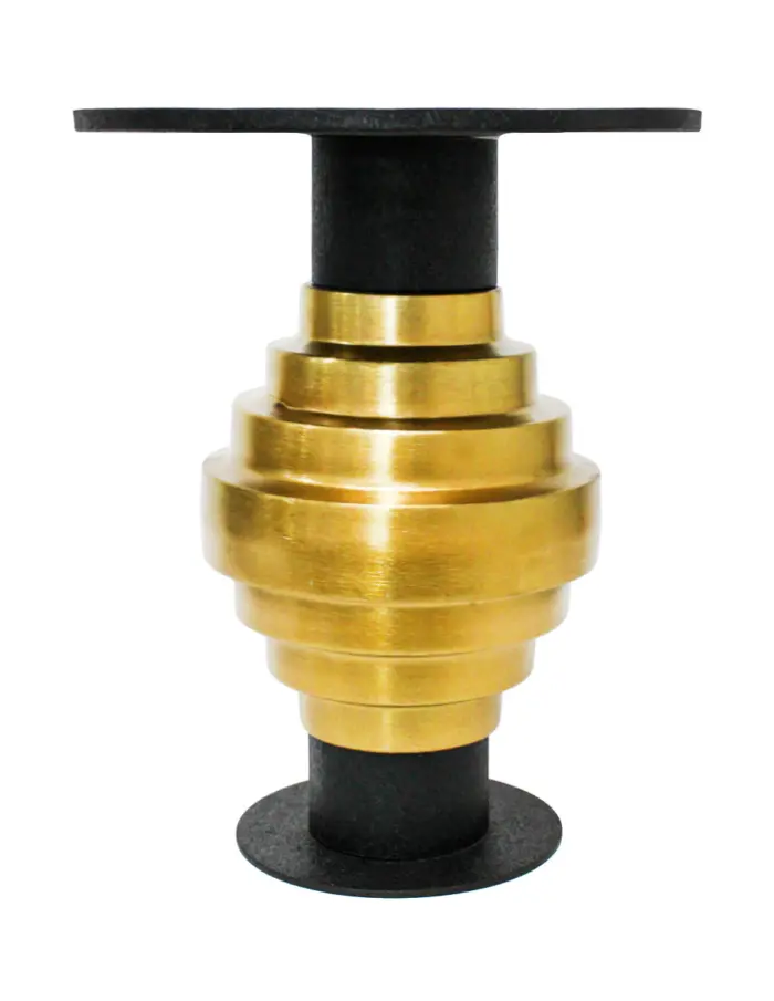 Mesa de metal diseño tornillo negra con dorado de 46x46x52cm - Image 2