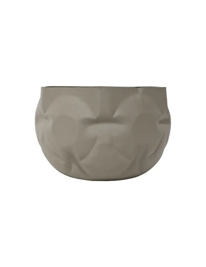 Maceta de metal diseño piedra café claro de 26x26x18cm - Image 2