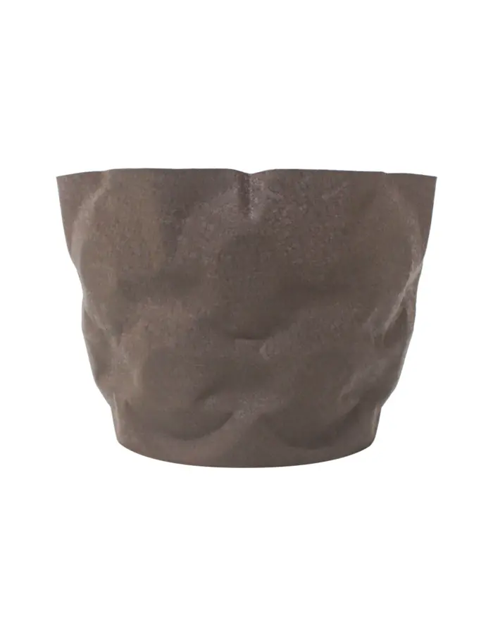 Maceta de metal diseño piedra cafe de 32x32x23cm - Image 2