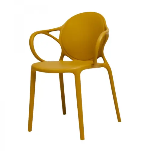 Silla de plástico mostaza