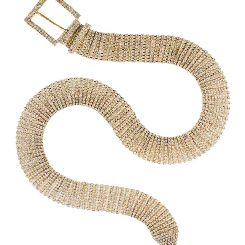 Cinturón con brillantes dorados de 3.5x105x0.1cm