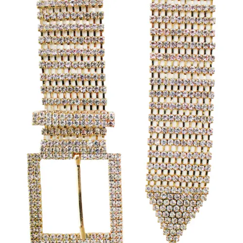 Cinturón con brillantes dorados de 3.5x105x0.1cm