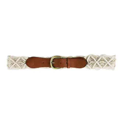 Cinturón tejido de poli piel blanca natural de 5x113x0.1cm