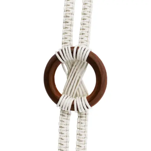 Cinturón tejido blanco con círculos de madera de 6x180x0.1cm
