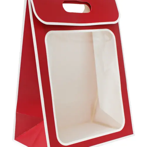 Bolsa de papel roja con mica de 35x25x15cm15x25x35cm
