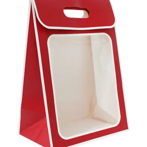 Bolsa de papel roja con mica de 30×21.5x13cm13x21.5x30cm