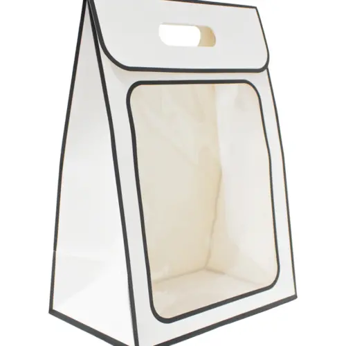 Bolsa de papel blanca con mica de 30×21.5x13cm13x21.5x30cm