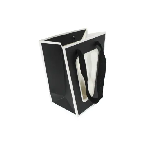 Bolsa de papel negra con mica de 10x10x20cm10x18x20cm