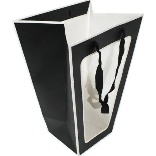 Bolsa de papel negra con mica de 15x14x35cm27x28x35cm