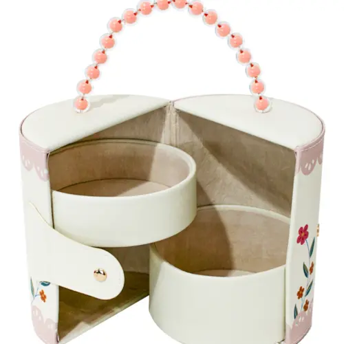 Bolso con asa de bolas rosa de 14.2×17.5cm14.5×14.5×17.3cm