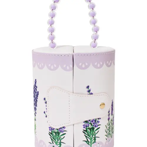 Bolso con asa de bolas morada de 14.2×17.5cm14.5×14.5×17.3cm