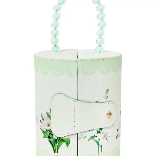 Bolso con asa de bolas verde de 14.2×17.5cm14.5×14.5×17.3cm