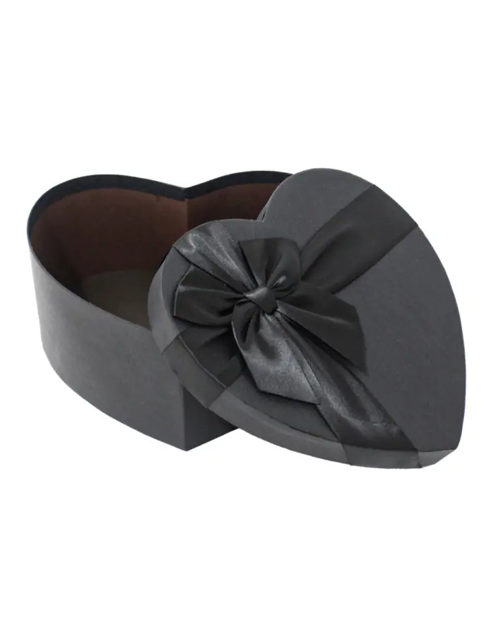 Juego de 3 corazones de casrton negro con moño de 20x22x9cm - Image 2
