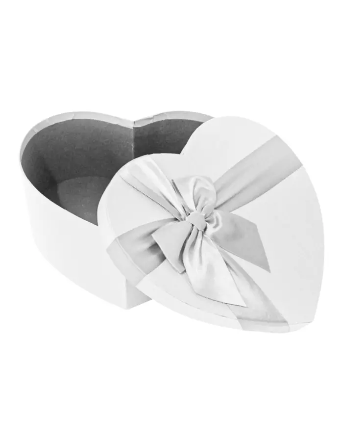 Juego de 3 corazones de carton blanco con moño de 20x22x9cm - Image 2