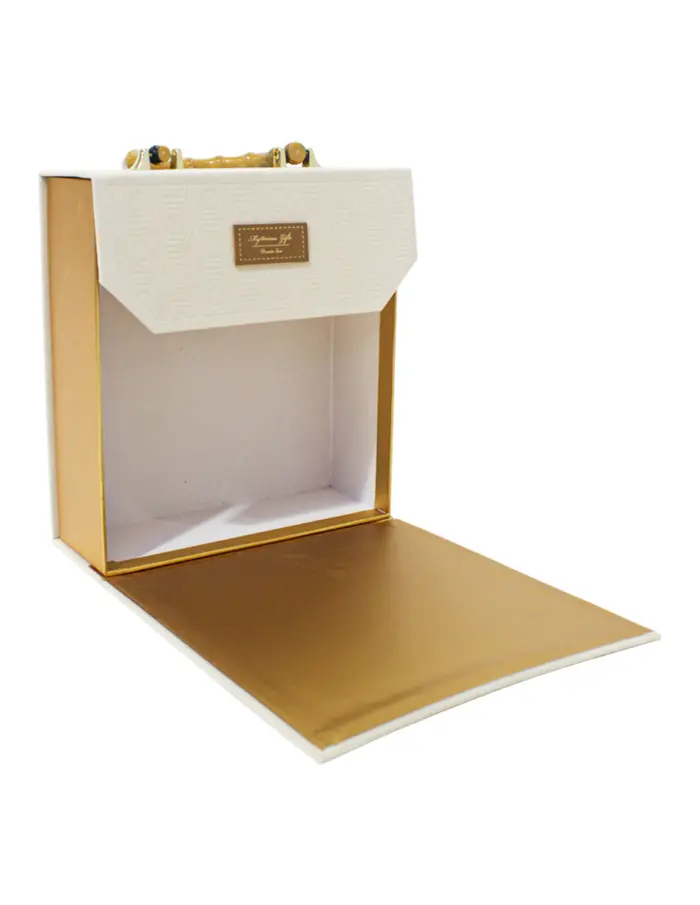 Bolsa de carton estampado beige con asa diseño bambu de 21.5x8x23cm8x21.5x23cm - Image 2