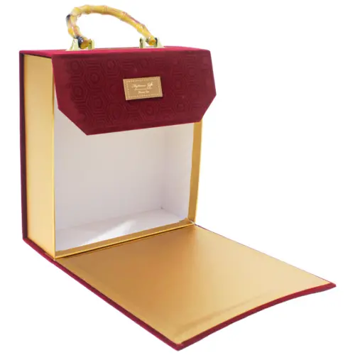 Bolsa de carton estampado vino con asa diseño bambu de 21.5x8x23cm8x21.5x23cm