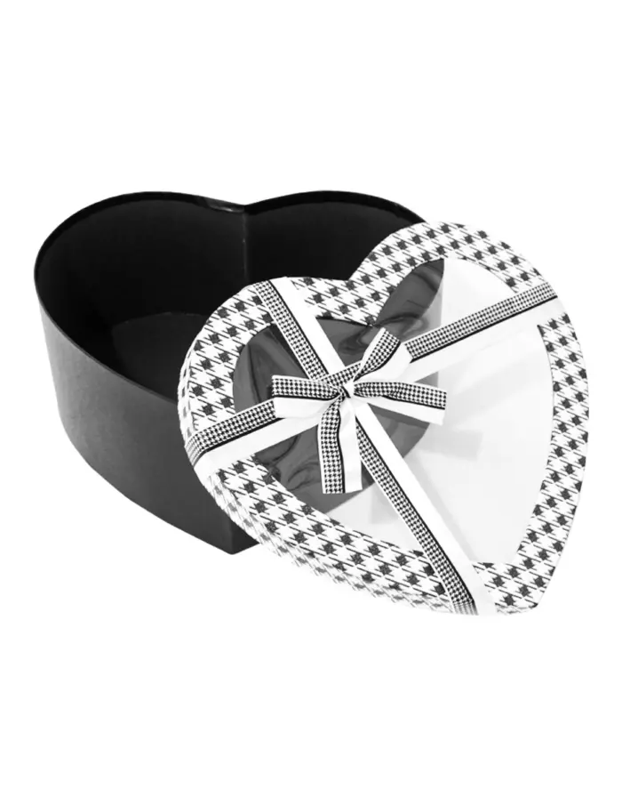 Juego de 3 cajas de carton con mica diseño corazones con moño negro de 28x31x13.5cm - Image 2