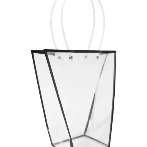 Bolsa de plástico transparente con la orilla negra de 24x11x26cm11x23.5x26cm