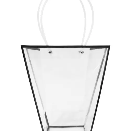 Bolsa de plástico transparente con la orilla negra de 24x11x26cm11x23.5x26cm