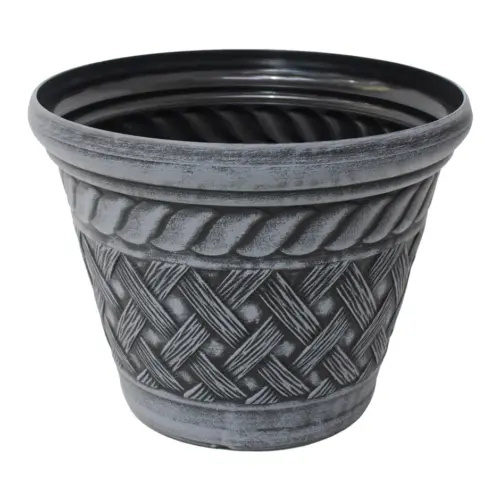 Maceta de plástico gris vintage de 34x34x26cm
