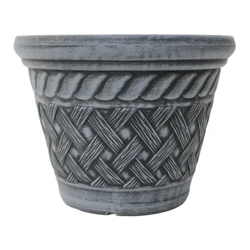 Maceta de plástico gris vintage de 34x34x26cm