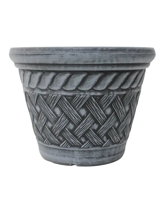 Maceta de plástico gris vintage de 34x34x26cm - Image 2