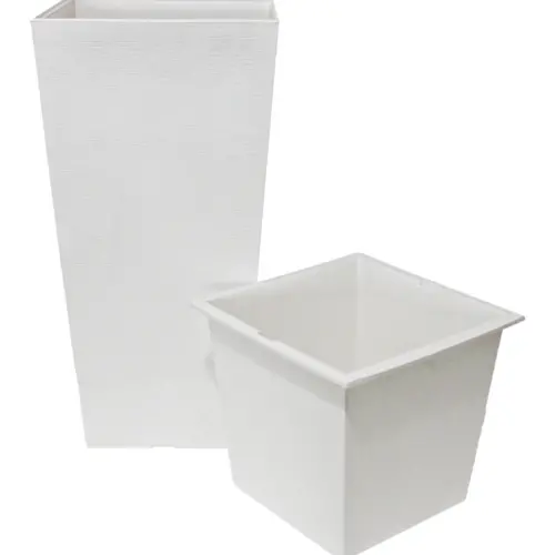 Maceta de plástico blanca de 35x35x70cm
