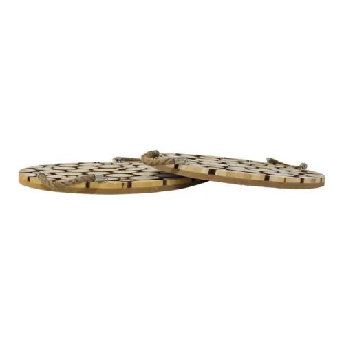Juego de 2 charolas diseño troncos de madera de 38.8×38.8×3.4cm