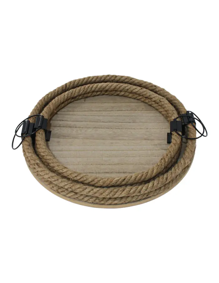 Juego de 2 charolas diseño troncos de madera con cuerda en la orilla de 34x34x4.5cm - Image 2