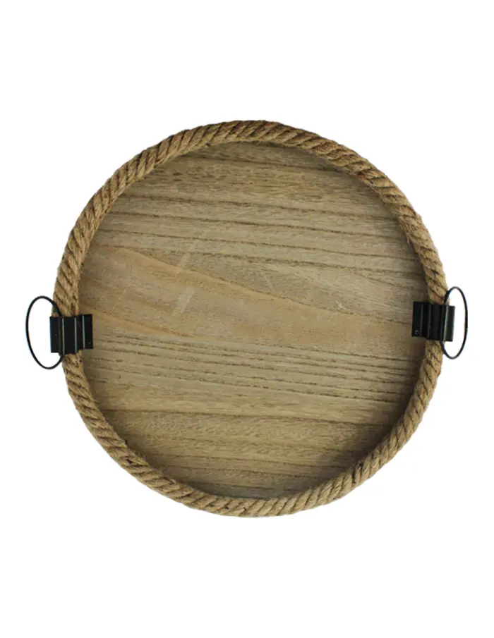 Juego de 2 charolas diseño troncos de madera con cuerda en la orilla de 34x34x4.5cm - Image 4