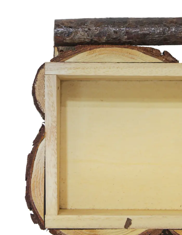 Bandeja diseño troncos de madera con 3 compartimientos de 21x49x11cm - Image 3