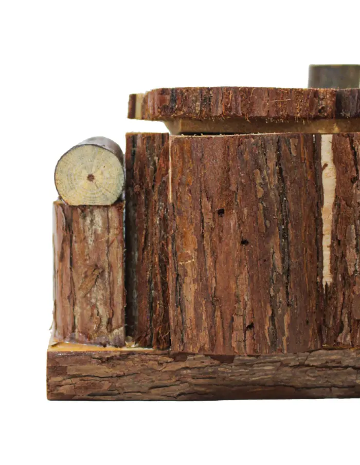 Bandeja diseño troncos de madera con 3 compartimientos de 21x49x11cm - Image 4