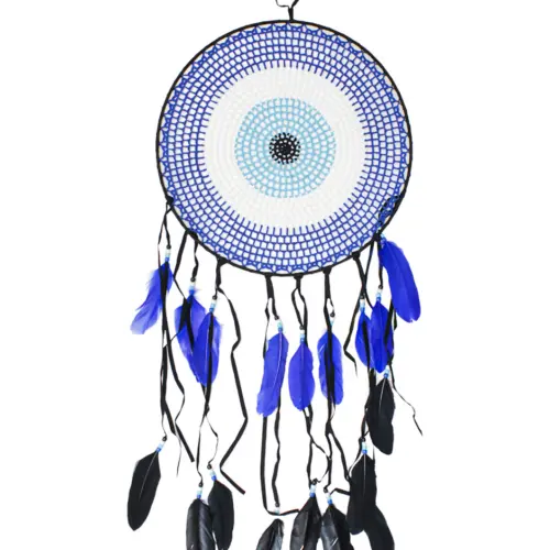 Atrapasueños tejido azul diseño ojo turco de 40x95x0.1cm