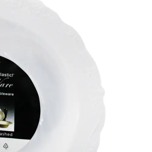 Juego de 6 bowls de plástico blancos de 19x19x3.8cm