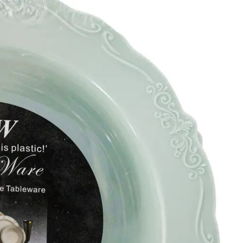 Juego de 6 bowls de plástico verde menta con orilla grabada de 19x19x3.8cm